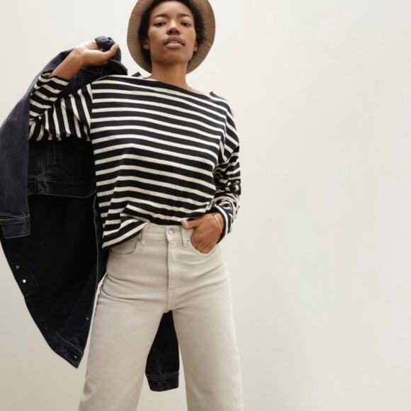 Everlane Breton Striped Top With Shoulder Zip - Picture 1 of 7